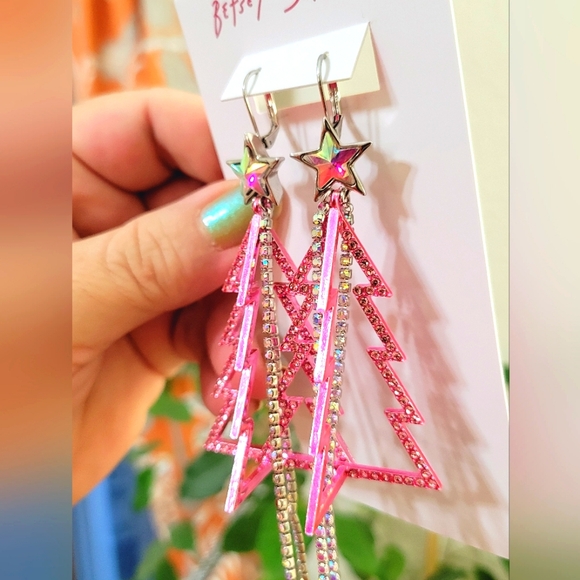 Betsey Johnson Rhinestone Christmas Tree Dangle Earrings - Picture 4 of 6